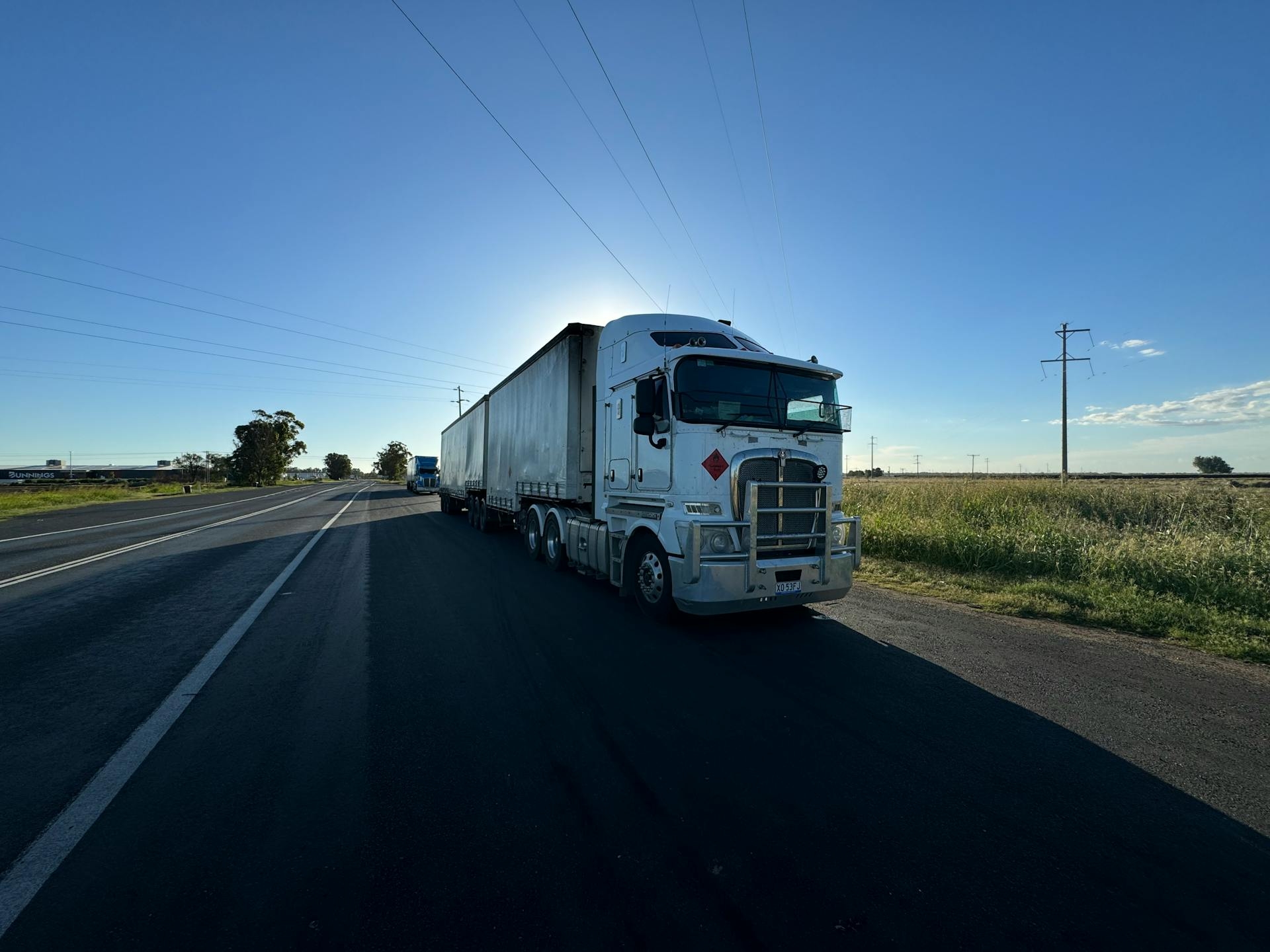 Hot-shot truck on a rural two-lane highway